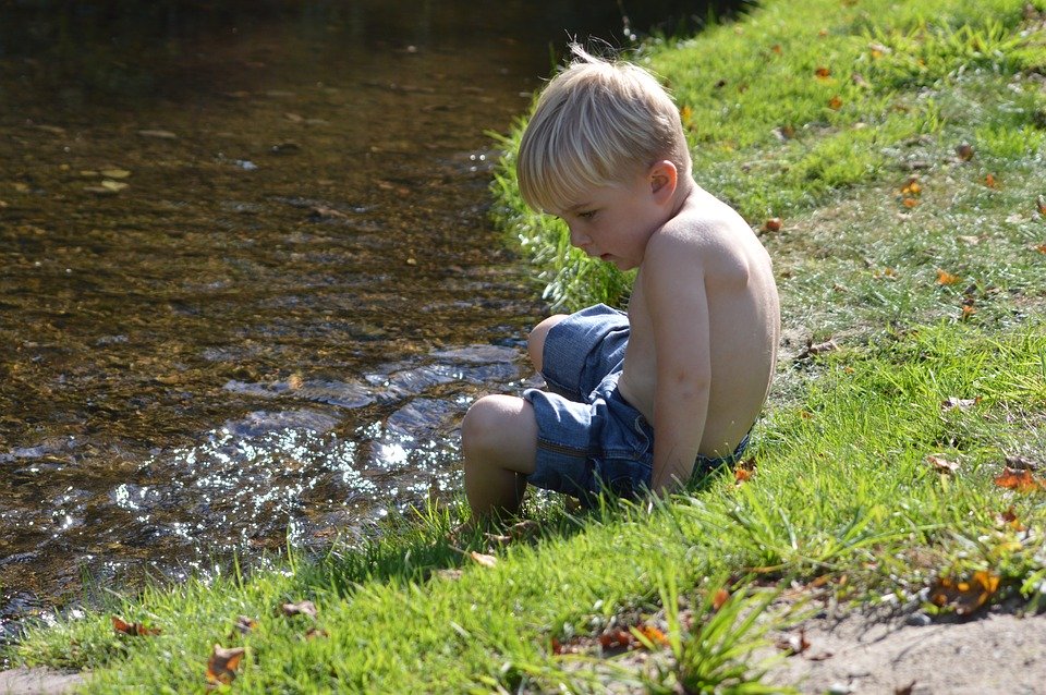 Childhood Boy Water Summer River Child Nature